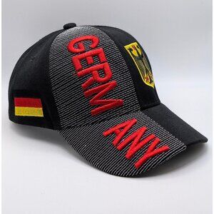 Germany Flying Eagle Soccer Football Futbol Hat Cap Strap Back Black Red Yellow